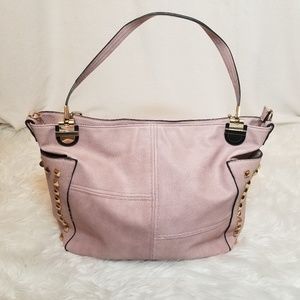 Large pink and gold studded bag